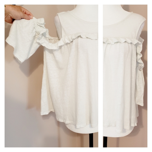 ANTHROPOLOGIE | MEADOW RUE LINEN COLD SHOULDER TOP - Picture 2 of 11